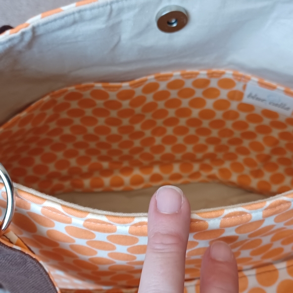 Orange and brown fabric shoulder tote (NEW) - Picture 3 of 4